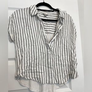 black and white striped collared tshirt